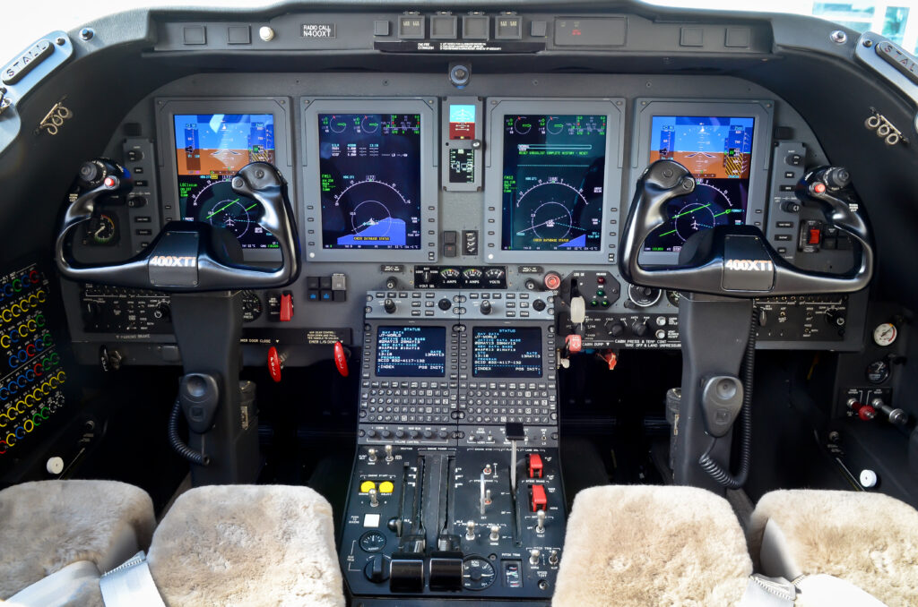 Control panel and cockpit of an airplane