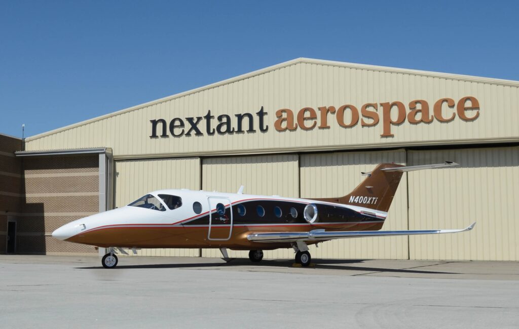 Nextant Aircraft outside a Nextant Aerospace hanger